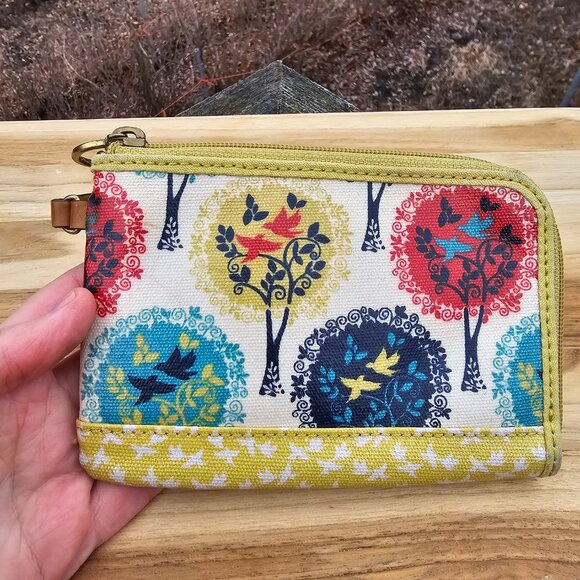 FOSSIL Mini Wristlet Wallet Clutch Printed Coated Canvas Pre-owned - Picture 6 of 7